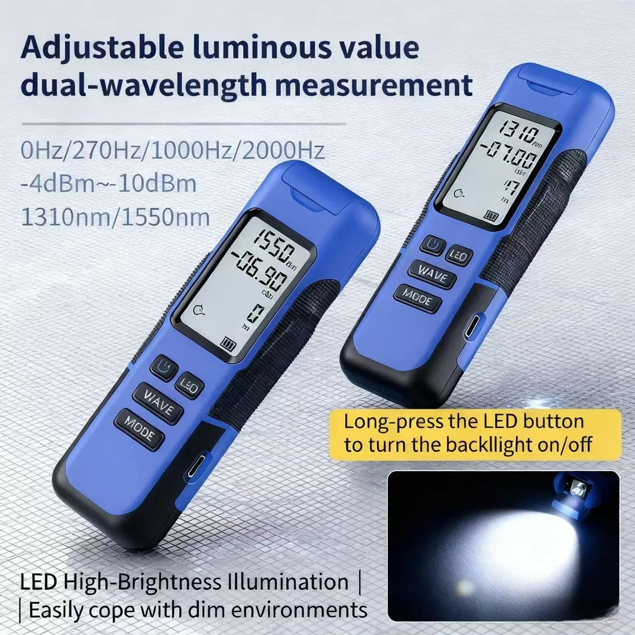 

W2S 1310/1550nm Handheld Stabilized Light Source Optical Power Emission Source Adjustable Emission Value (-4~-10dBm adjustable)