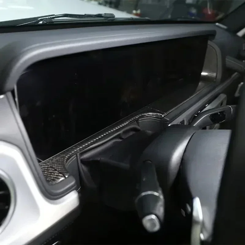 For Mercedes-Benz G-Class G63 G350 G500 Real Dry Carbon Fiber 2019-2020 Interior Dashboard Display Screen Cover Trim Accessories