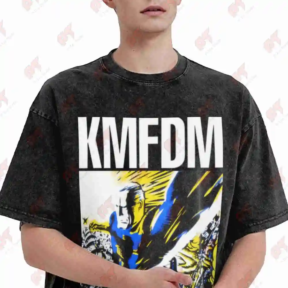 KMFDM Band Vintage Washed Tee Pure Cotton T-Shirt