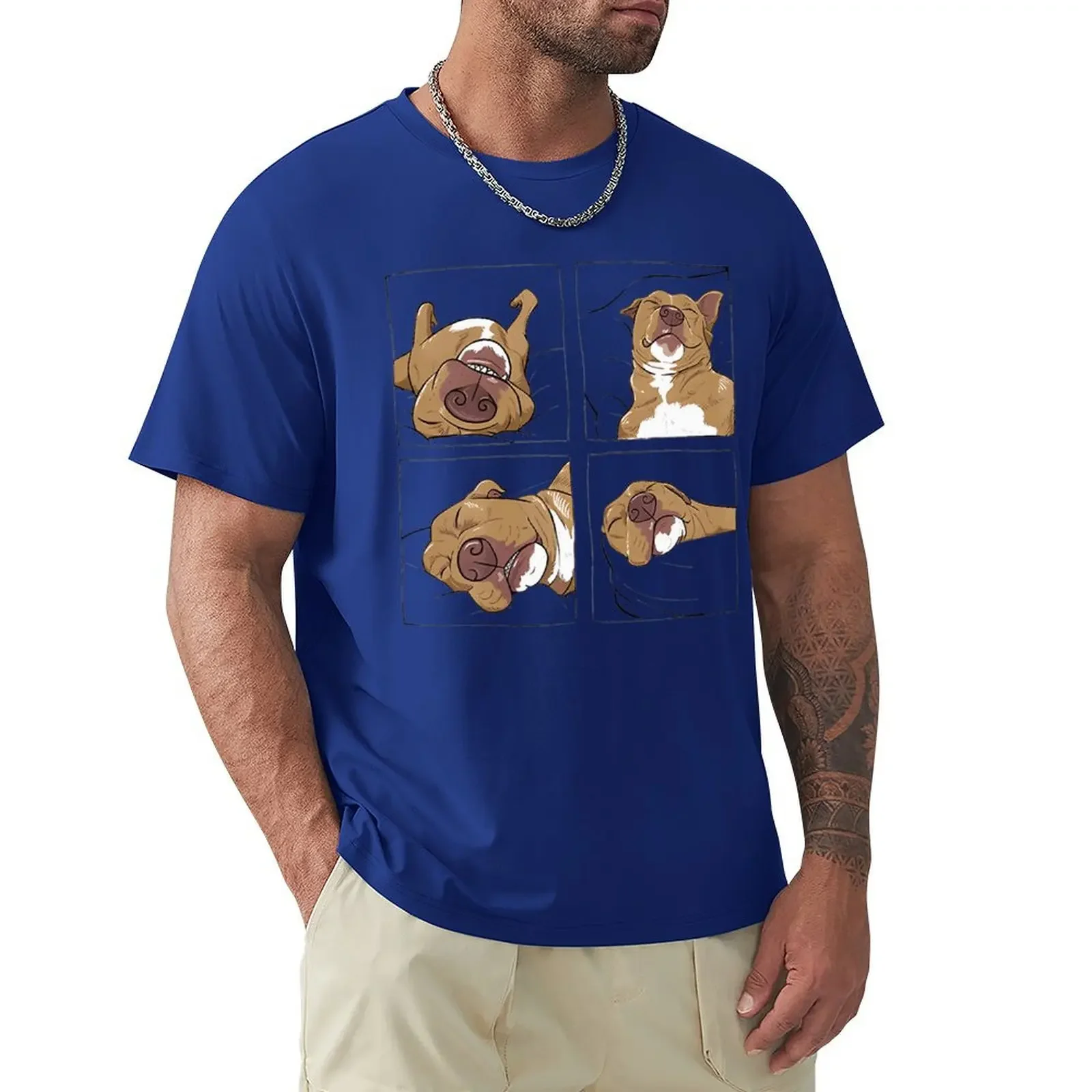 Funny Pitbull Lazy Gift For Dog Love Unisex T Shirts Graphic Cotton Streetwear Short Sleeve Birthday Gifts Vintage Style T-shirt