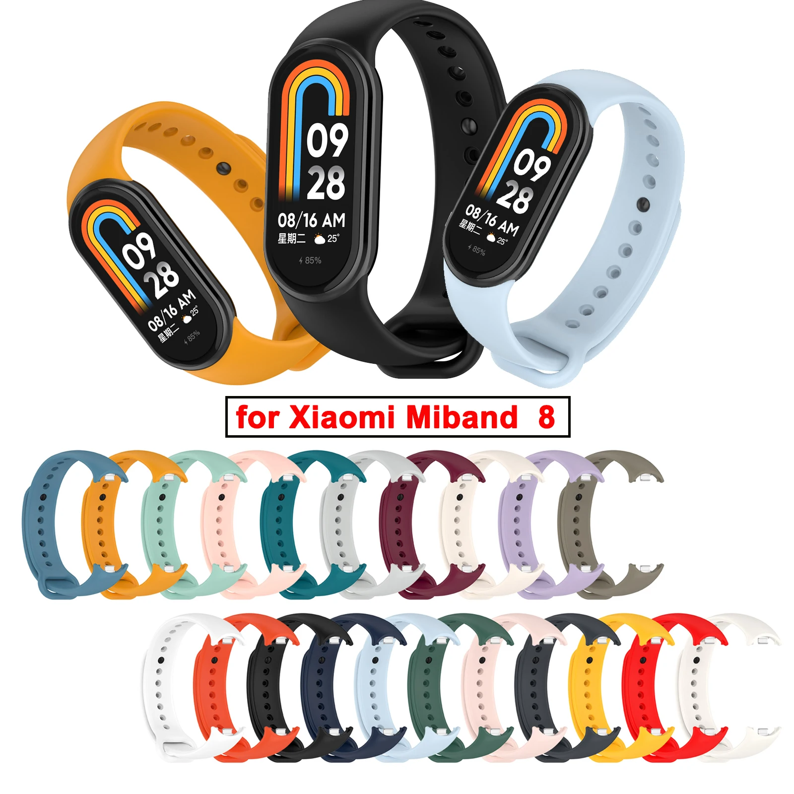 

Xiaomi MiBand 8 9 Silicone Smart Band Strap for Mi band 8 9 Soft Waterproof sport band