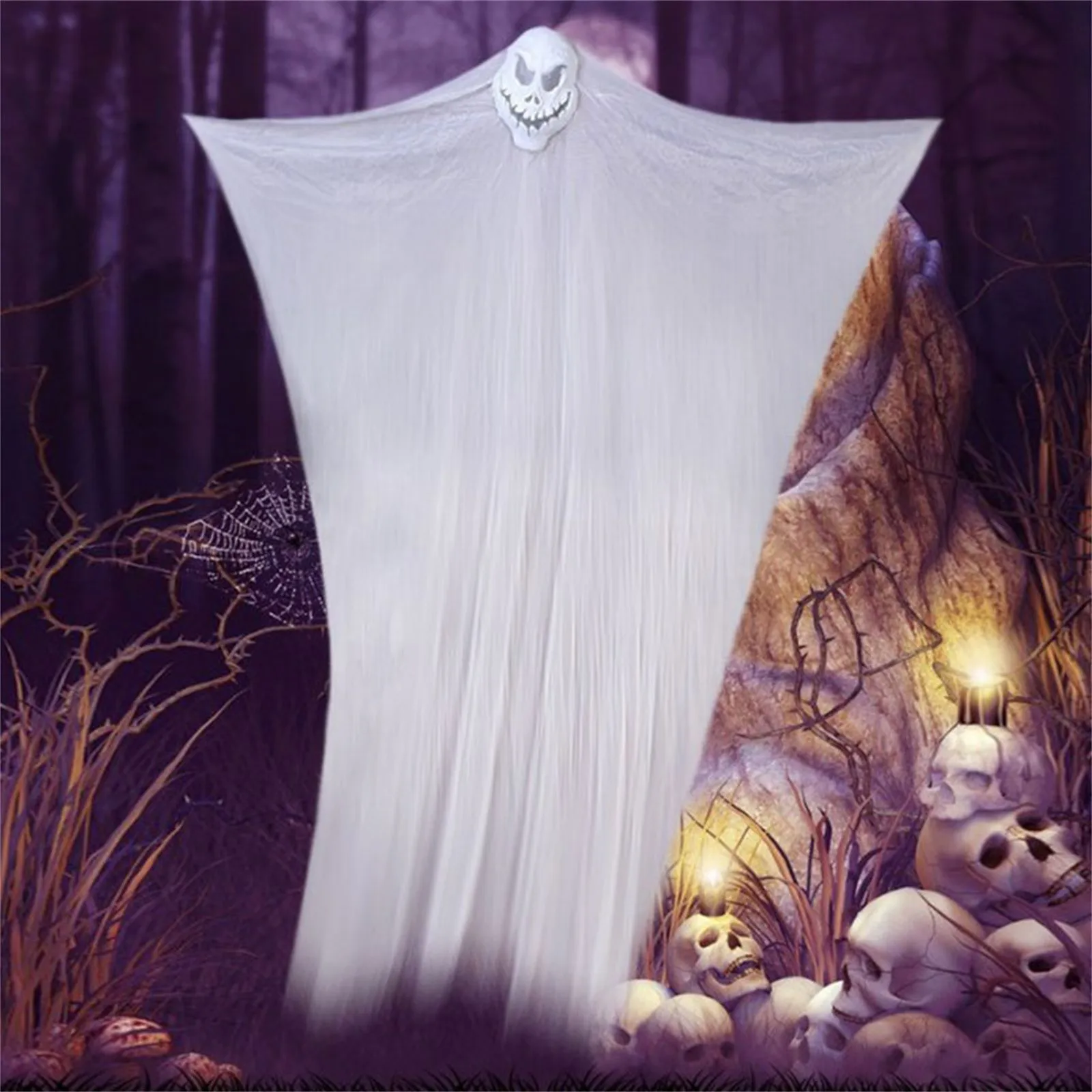 Halloween Appeso Fantasma Ornamenti Decorazione Spaventoso Fantasma Garza Festa di Halloween Casa Giardino Albero Appeso a parete Ciondolo Prop