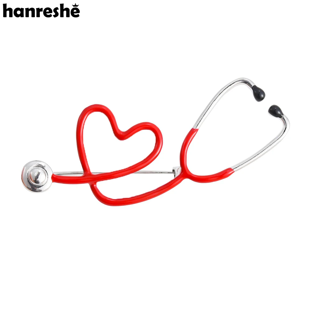 Hanreshe Medical Enamel Heart Stethoscope Pins Brooch Classic Aesthetic Jewelry Lapel Neckline Badge Gift for Doctors and Nurses