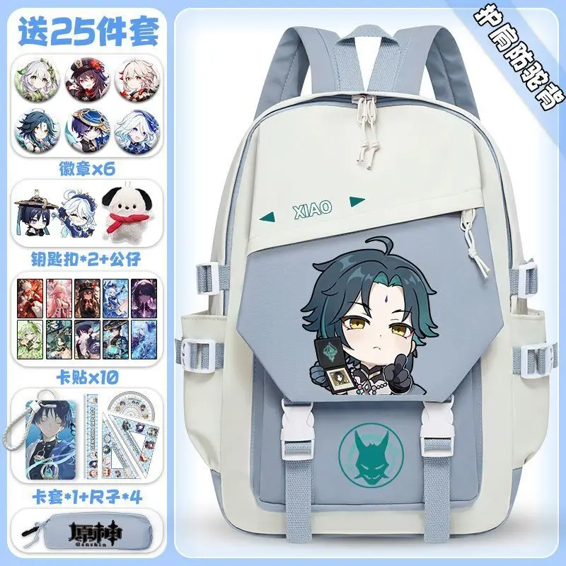 Genshin Impact Collaboration Junior High Elementary School Students Grade 3 To 6 Large Capacity Lightweight Unisex Double Ani