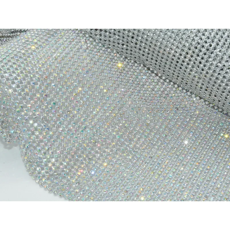 45*120cm AB Rhinestone metal mesh fabric Loose Rhinestones Crystal metallic cloth DIY Kendall Dress garment,shoes,evening bag