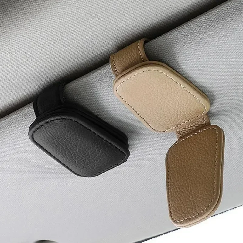 Car Glasses Clip Multifunction Sun Visor Leather Eyeglasses Clip Magnetic Sunglasses Holder Clip Hanger Universal Car Accessorie