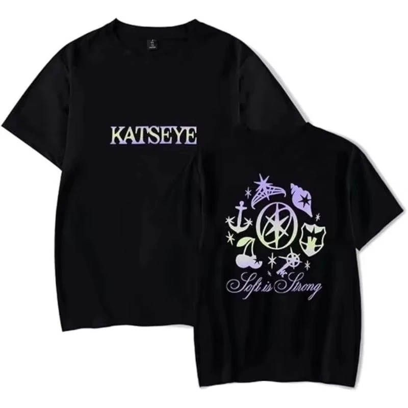 موضة Katseye Merch حزين تي شيرت محايد موسيقى البوب قميص قصير الأكمام ملابس رياضية الشارع قميص كول الصيف موضة قمم تي شيرت