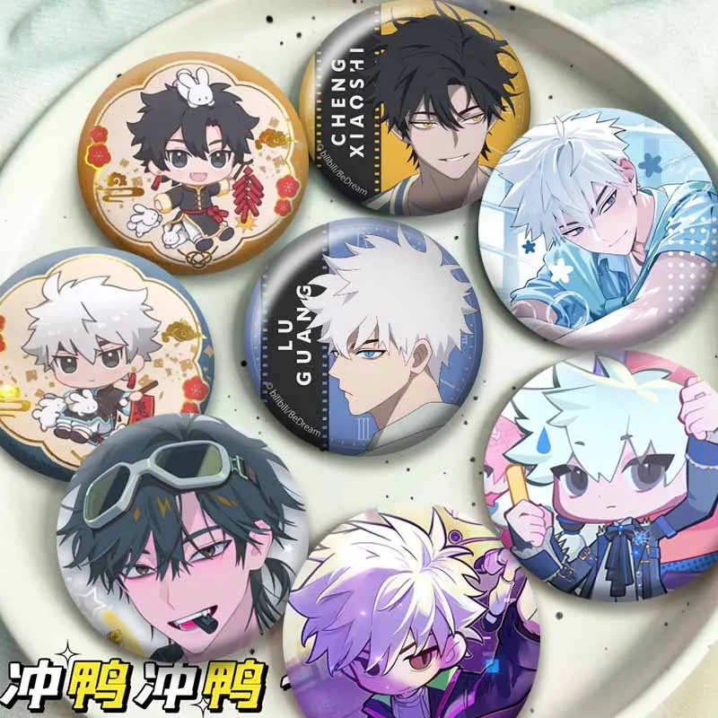Anime Link C-Click Round Badge Cartoon Role Cheng Xiaoshi Qiao Ling Lu Guang Brooch Clothes Backpack Accessories Lapel Pins Gift