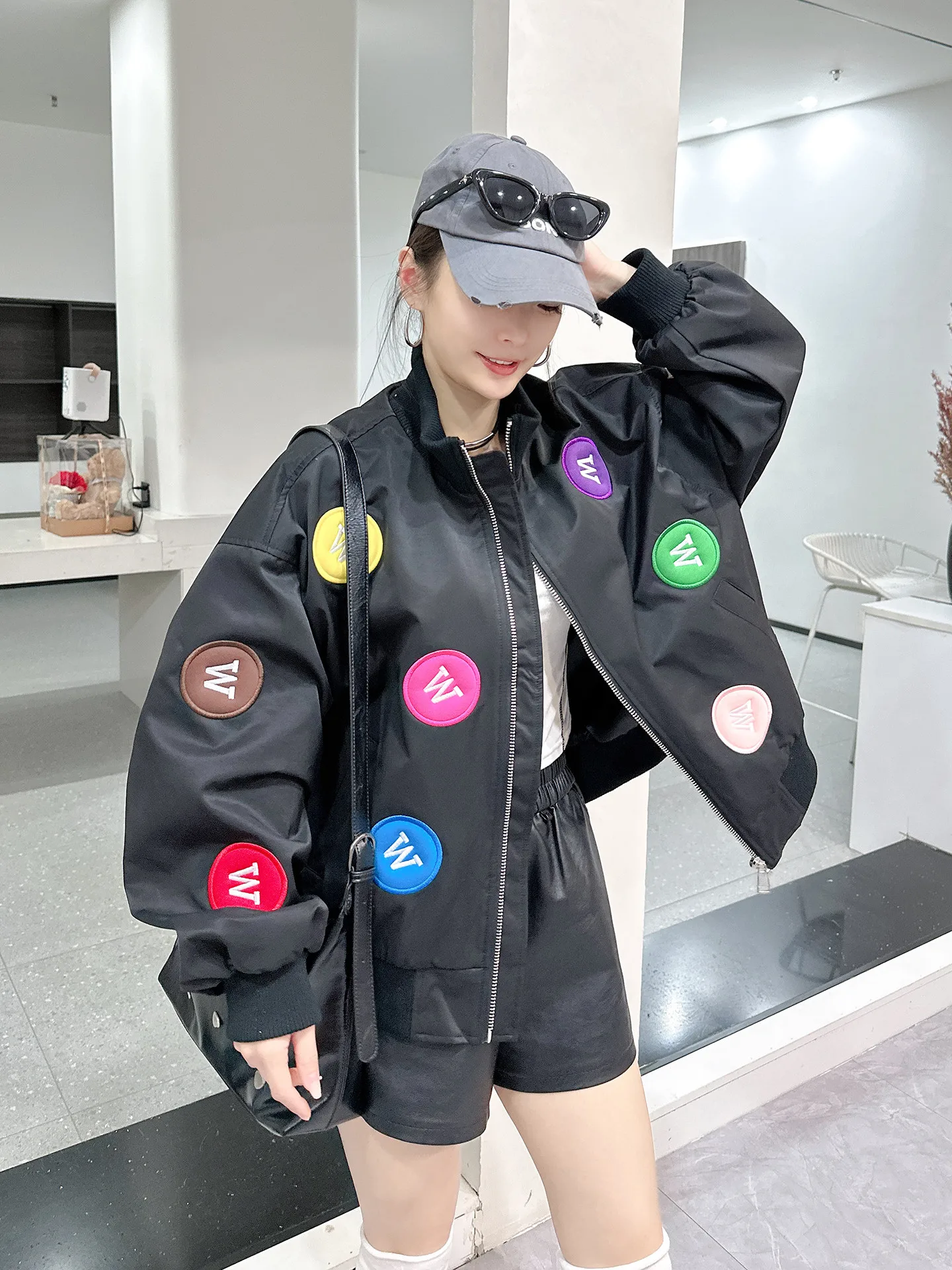 

Женская куртка Bla Baseball Jaet в корейском стиле с вышивкой, весна-осень, модная, омолаживающая, универсальная