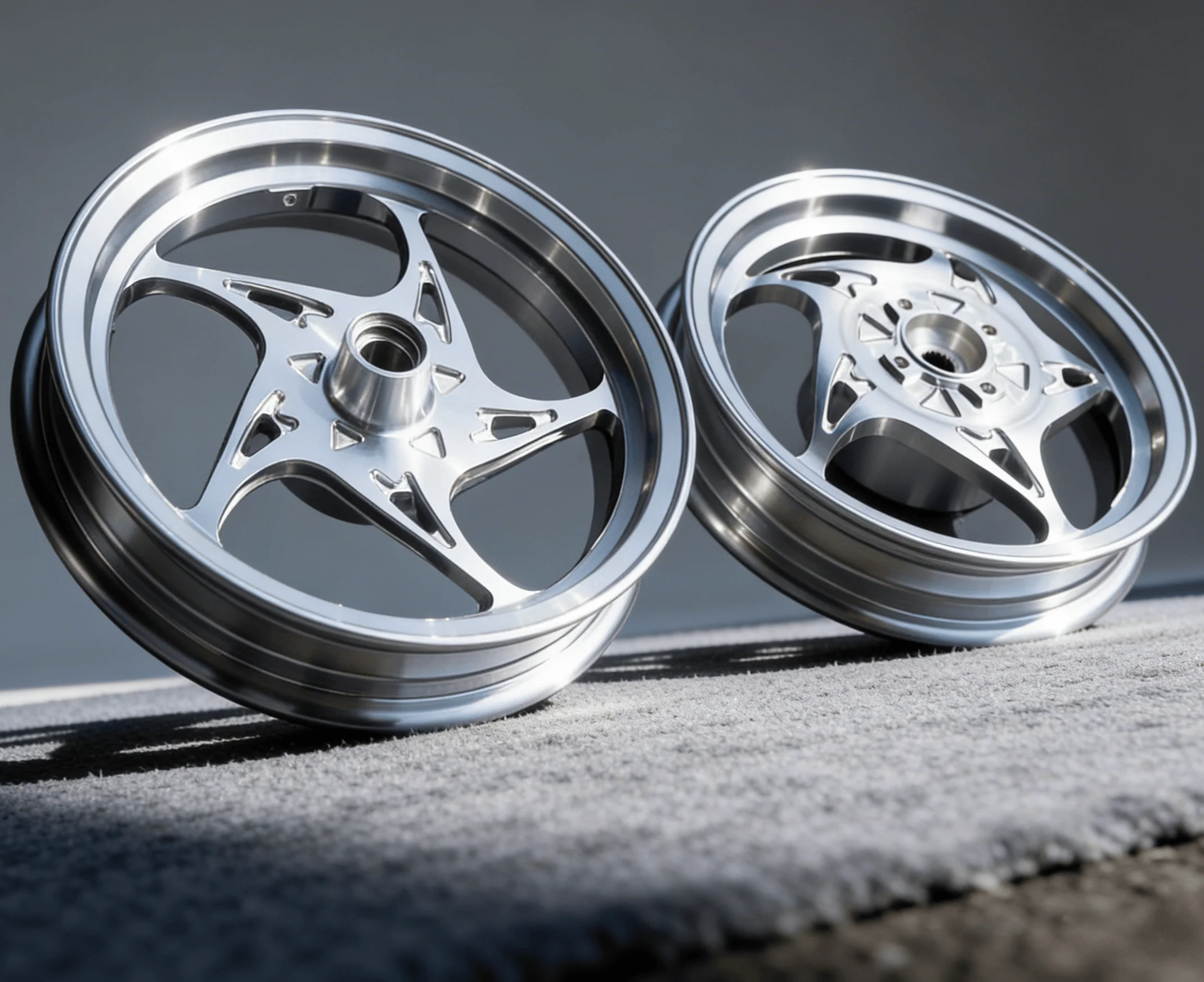 CNC Engraved Cast Aluminum Wheels for Honda Giorno - Front and Rear Disc Brake Conversion Wheels