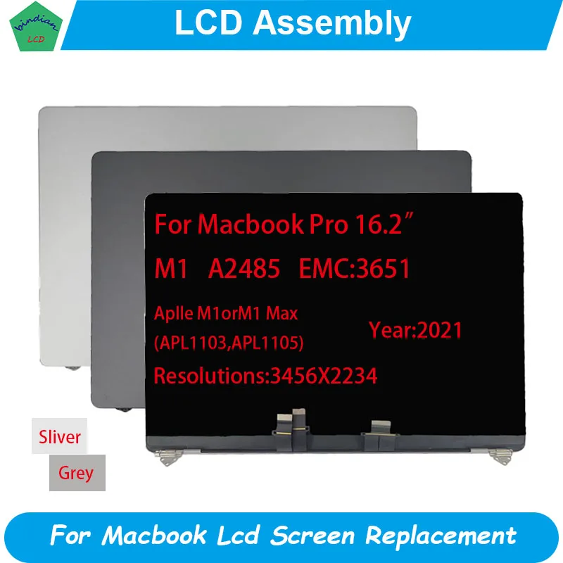 

New Laptop A2485 LCD Screen Display Assembly For Macbook Retina 16.2" M1 Full Complete LCD Replacement Late 2021 Year MC 3651