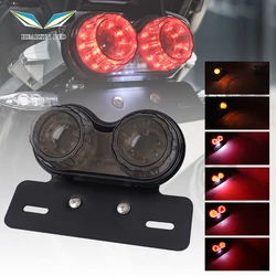 Universal 12V Motorcycle LED Brake Tail Light Signal Lights LED Integrated Tail Light with License Plate Bracket Motorbikes