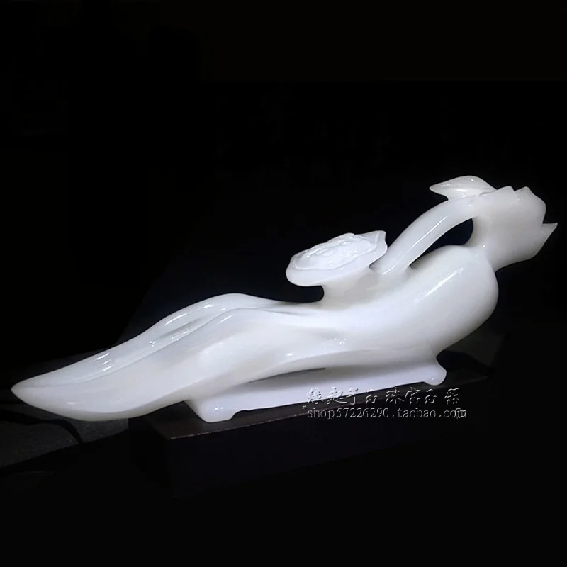 

Natural Jade Ginseng Ruyi Ornament Home Study Living Room Decoration Raw Stone Carving Craft Ornament