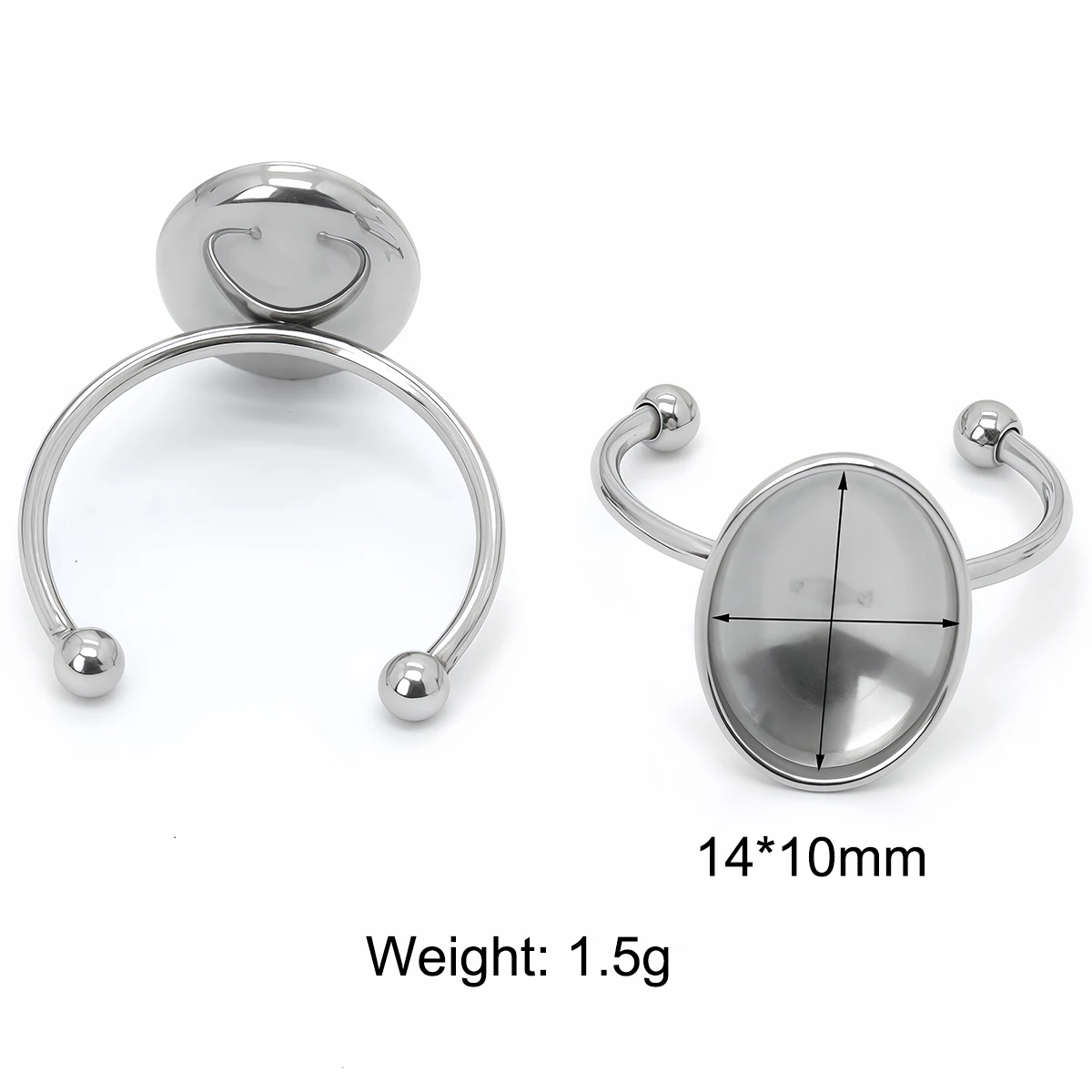 3/10 Stück Edelstahl Verstellbare Ringfassungen, Leere Basis, Verschiedene Formen, Cabochon-Knopf-Fassungen für DIY-Schmuckherstellung – Detail 6