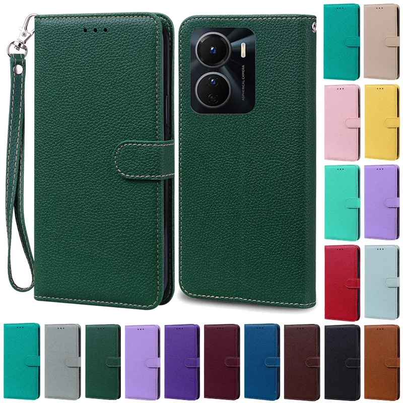 

Hot For Vivo Y16 Case VivoY16 Covers TPU Black Silicone Wallet Cover For Vivo Y16 V2204 V2214 Case Y 16 4G Shockproof Flip Cover