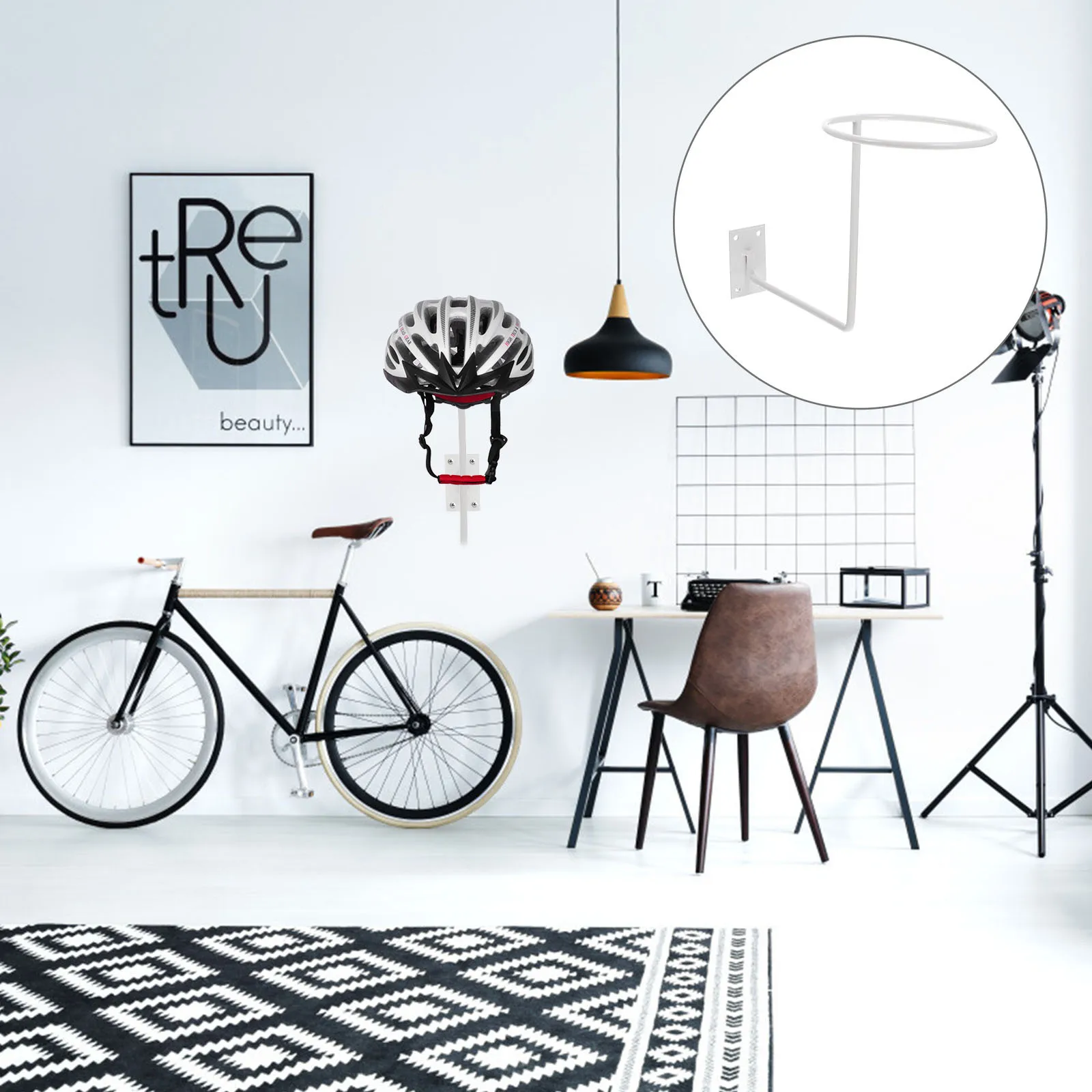 

Carbon Steel Rack Sturdy Wear-Resistant Wall Mounted Storage Stand for Motorcycle Helmets Hats Small Items Organizer