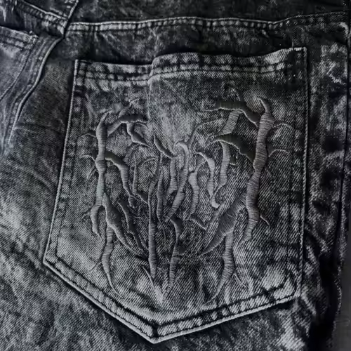 Gothic Retro Oversized Baggy Fit Unisex Mopping Pants Y2K Phantom Jeans High Street Spider Embroidered Patch Hip Hop Streetwear - Image 4