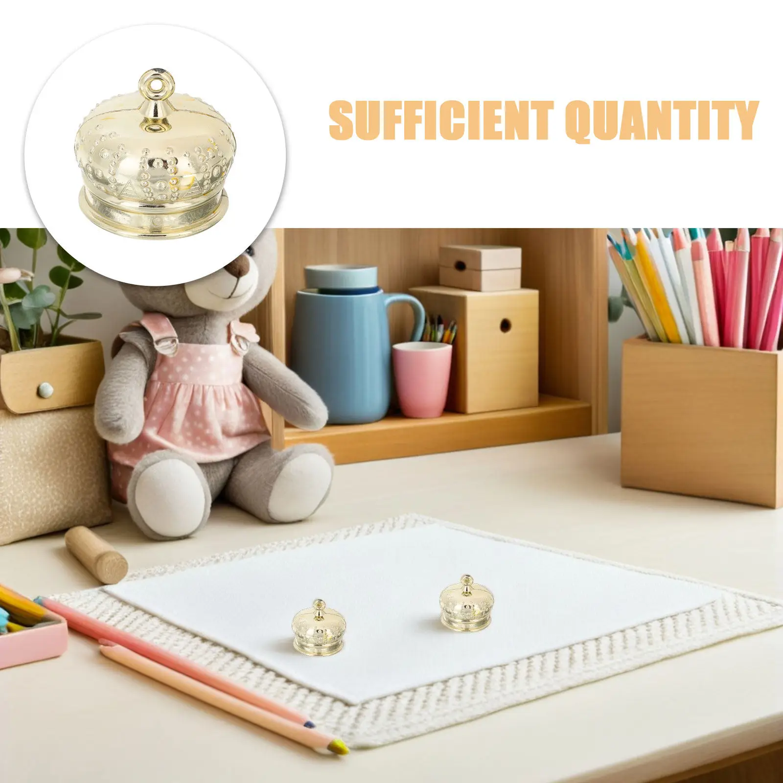 100Pcs Gold Tone Pendant Bail Findings for DIY Jewelry Making Plastic Ornament Caps Replacement Bauble Tops Decorative Hanging