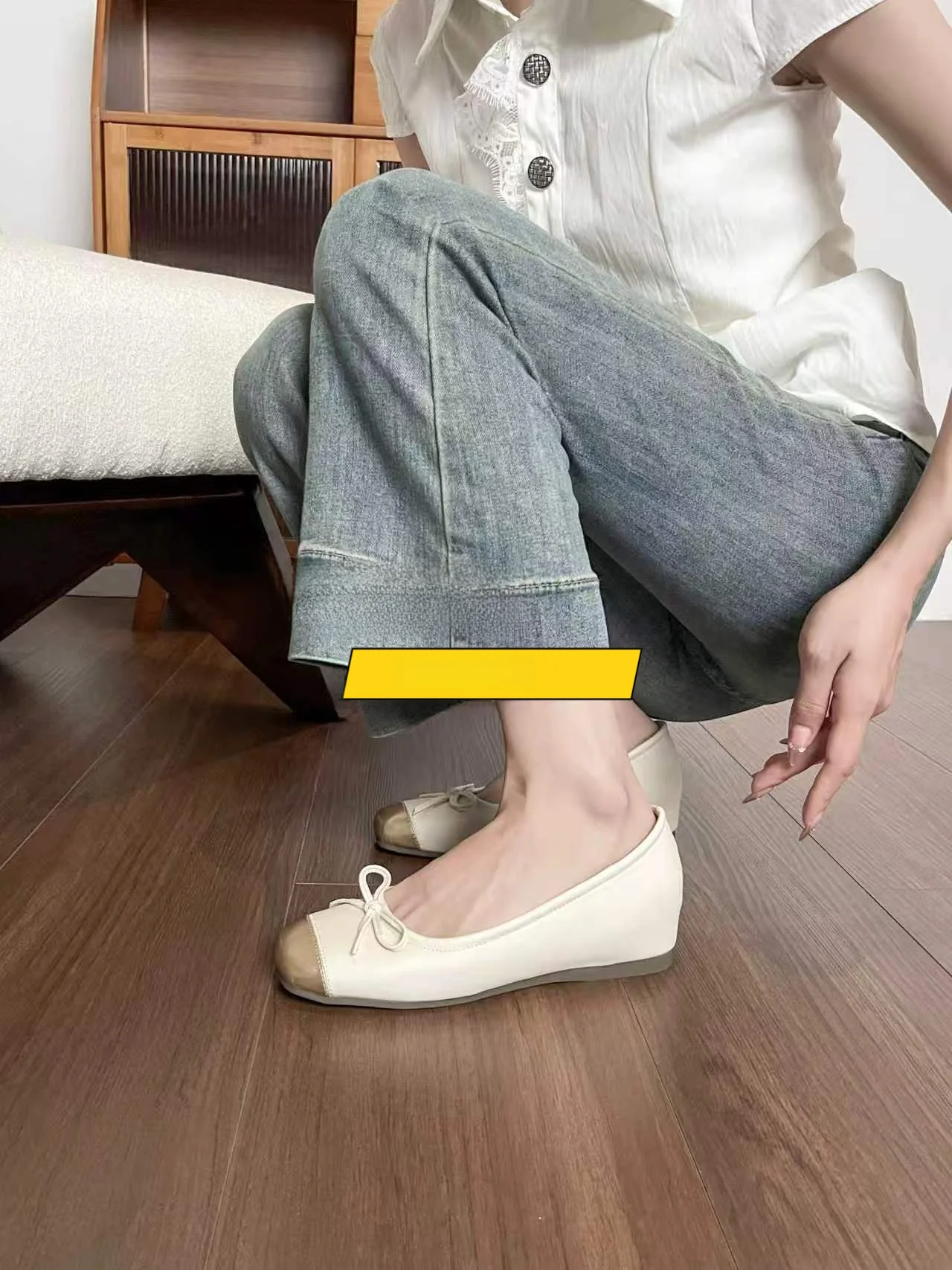 2026-new-women's-ballet-flat-shoes-knot-slip-on-low-cut-heightening-shoes-fashionable-round-toe-rubber-outsole