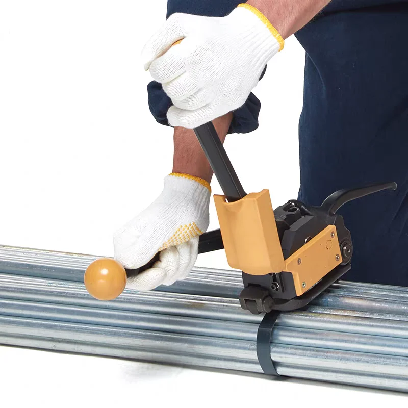 

A333 Steel Strapping Machine Buckle Free Sealless Handheld Steel Band Tighten Sealing Cutting Strapping Machine