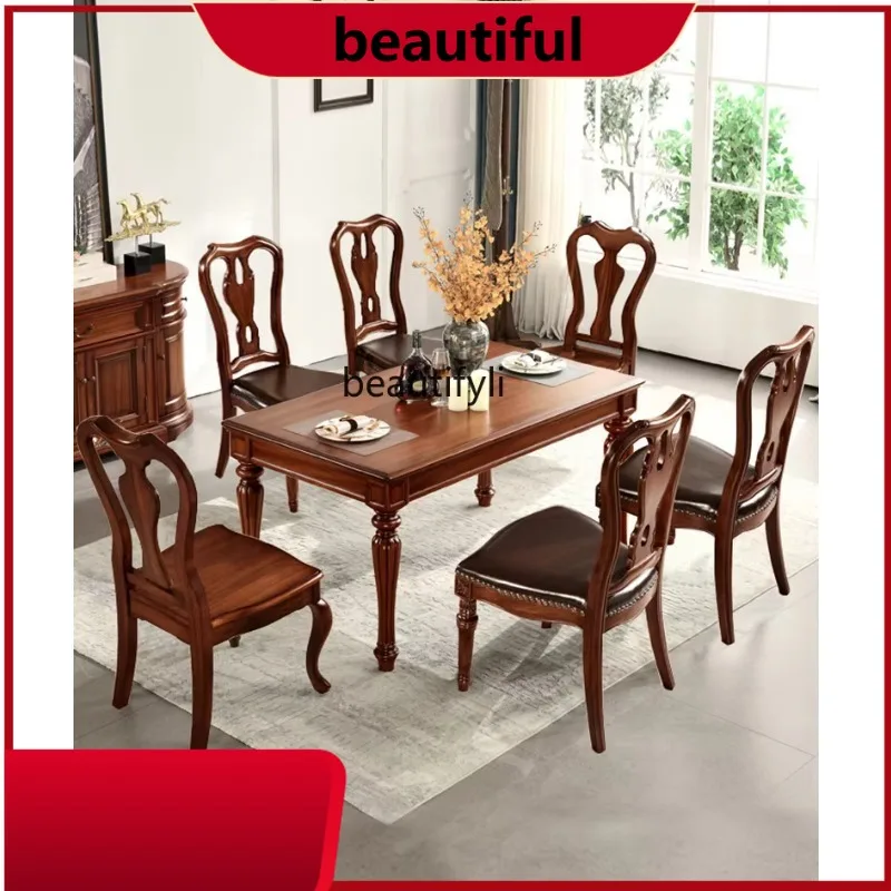 

American all solid wood dining table 1.6 meters restaurant rectangular eating table household H