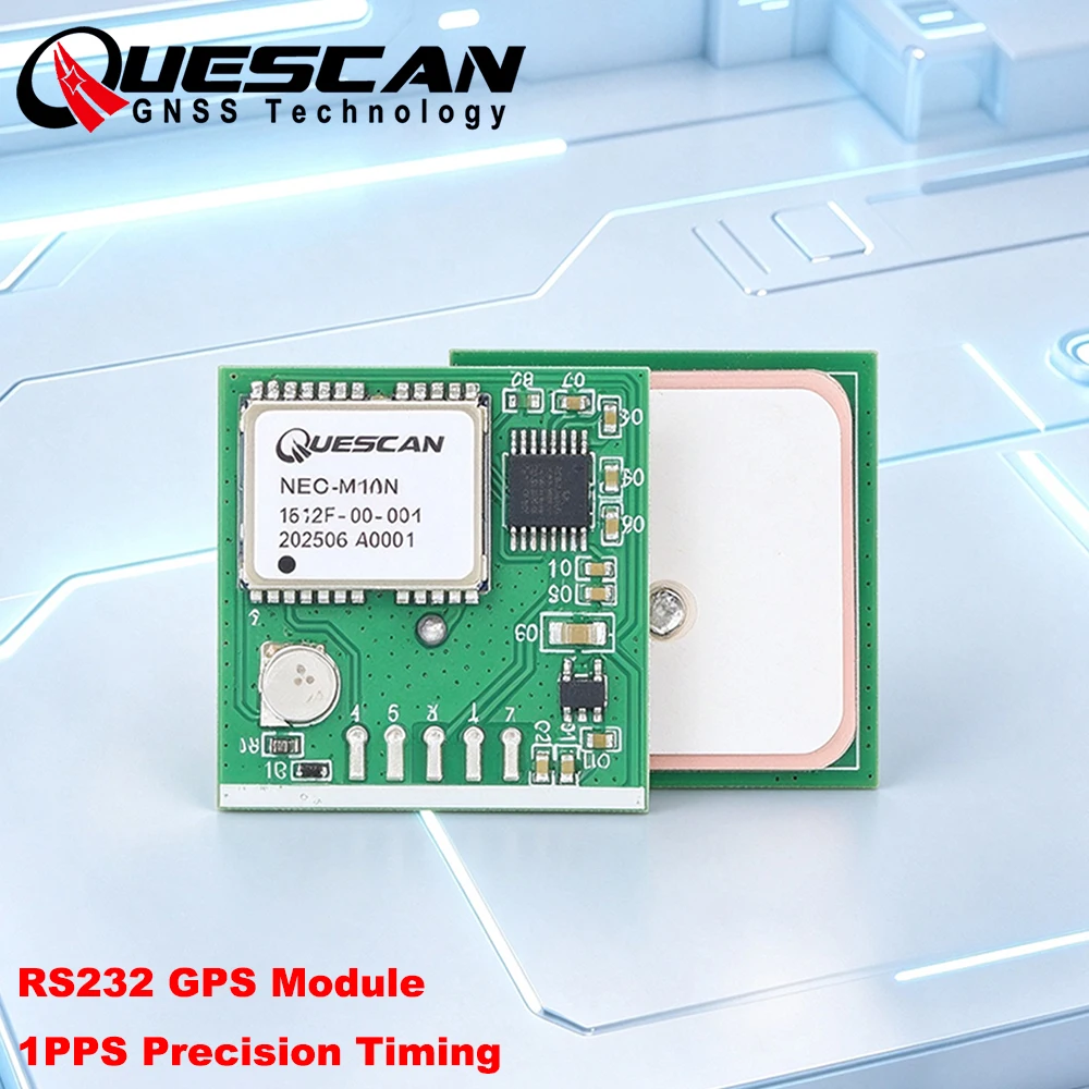 QUESCAN NMEA 0183 RS232 GPS Module with PPS 1PPS Time Pulse GPS Galileo BeiDou GLONASS ublox M10 M8 GNSS Antenna Receiver 1-25Hz