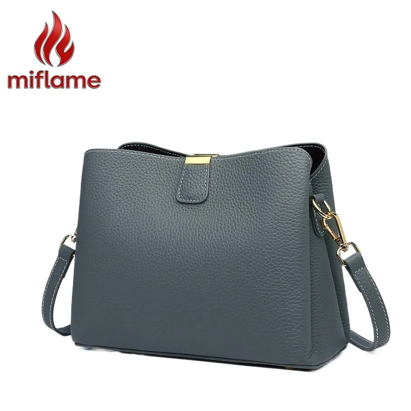 

Women's Premium Minimalist Bucket Bag with Crossbody Strap Korean Style Daily Commuter Shoulder Handbag Genuine Leather