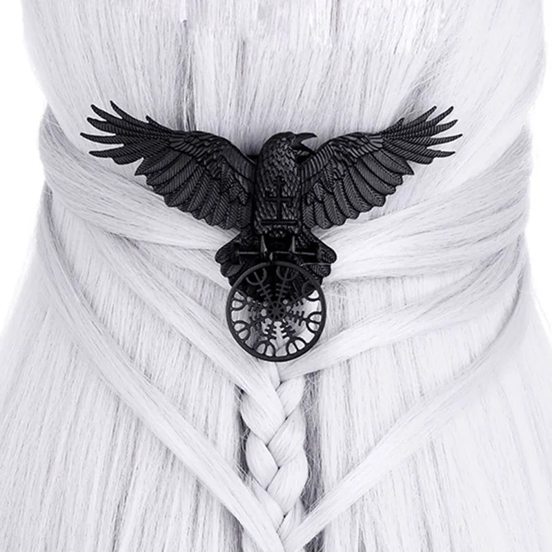 Unique Viking Black Oversized Crow Hair Clip Accessories For Women Vintage Goth Punk Raven Wing Hairpin Jewelry Haarschmuck