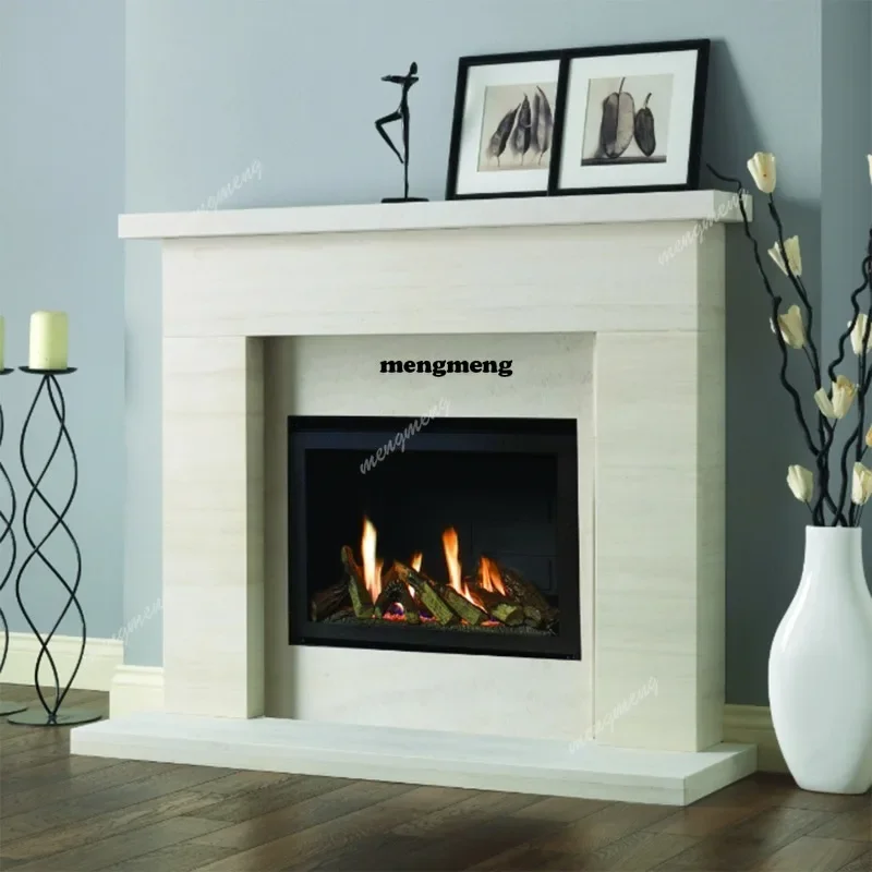 M138 Natural marble fireplace decorative cabinet light luxury high-end living room home indoor stone fireplace