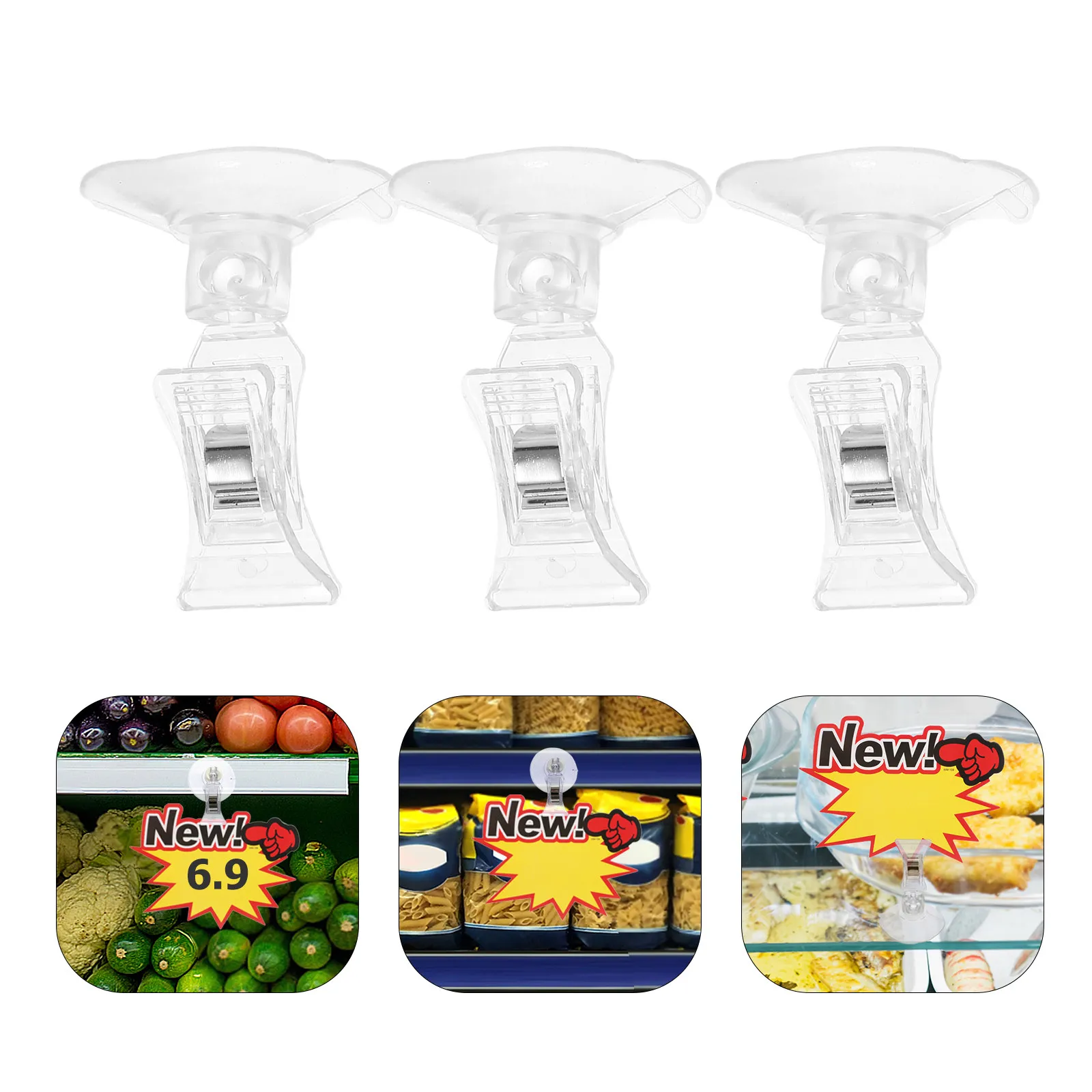 

10 шт. прозрачных гибких держателей для ценников на присосках, зажимы для этикеток и карточек для магазинов и супермаркетов