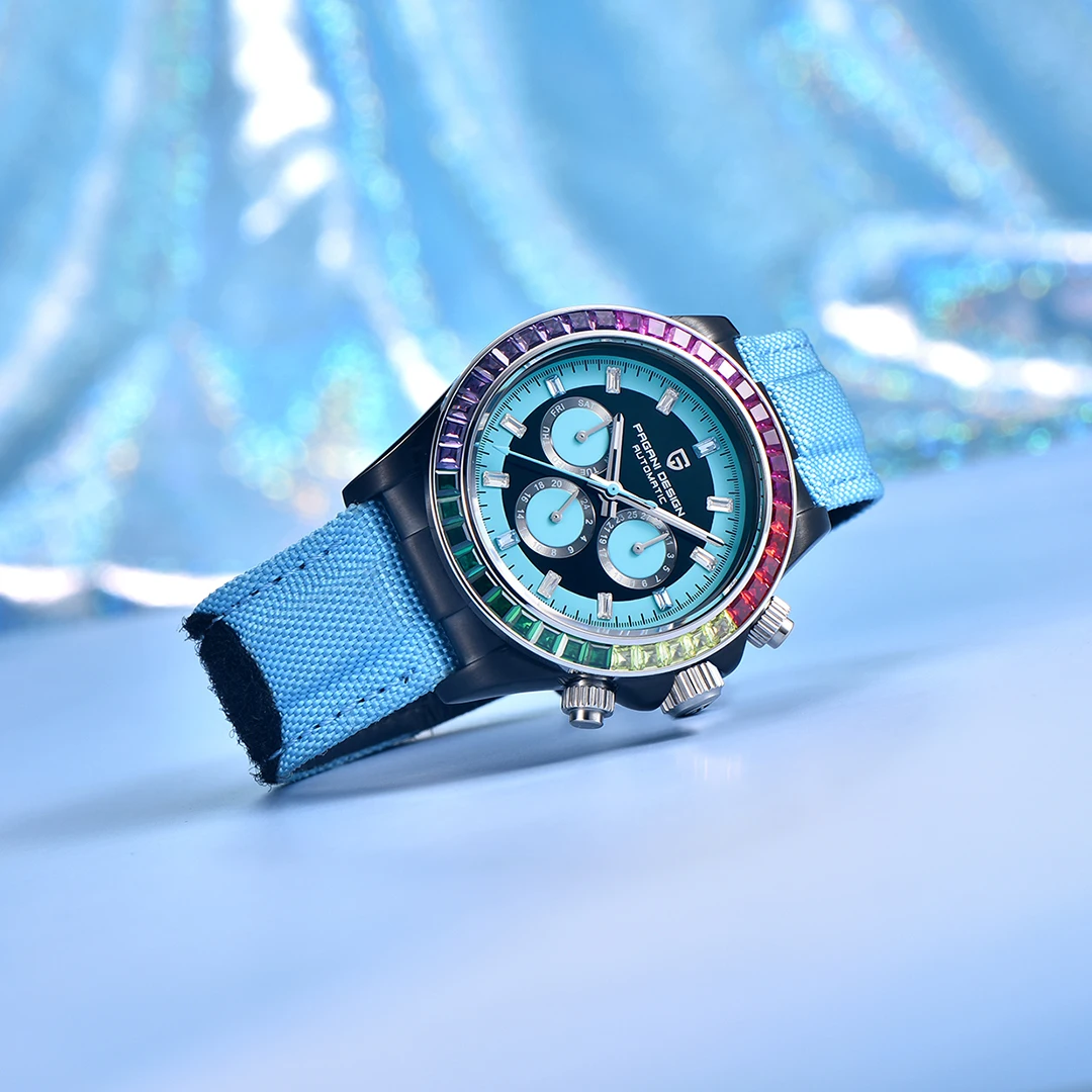 PAGANI DESIGN мужские автоматические часы 40 мм Радужный ободок из нержавеющей стали водонепроницаемые наручные часы для мужчин спортивные уникальные часы