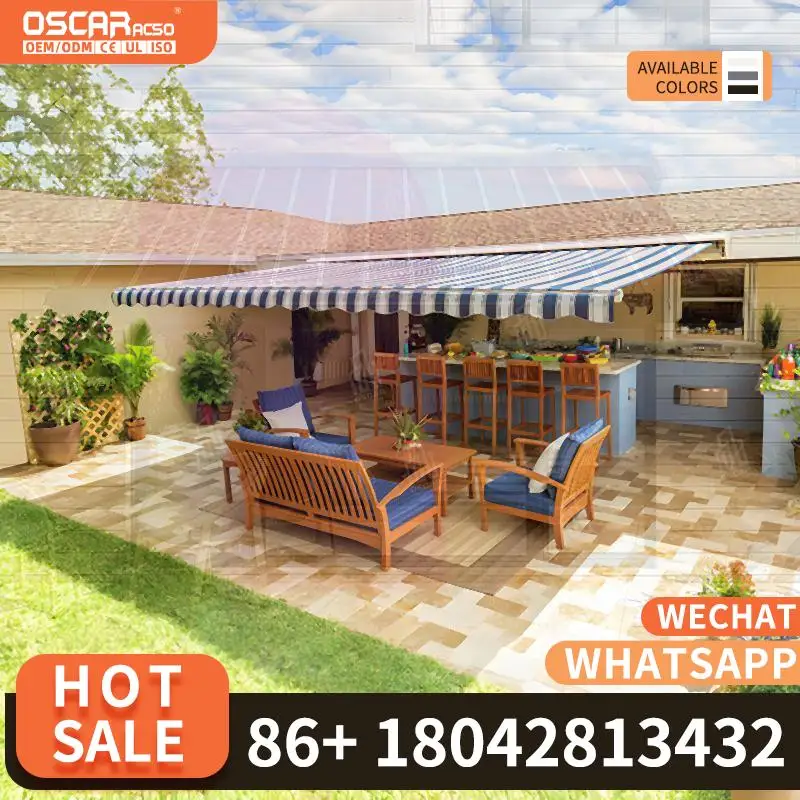 مظلة كاسيت كاملة كهربائية قابلة للسحب مع إطار أبيض لظل فناء بمحرك للشرفة والفناء الخلفي والشمس في الهواء الطلق #1