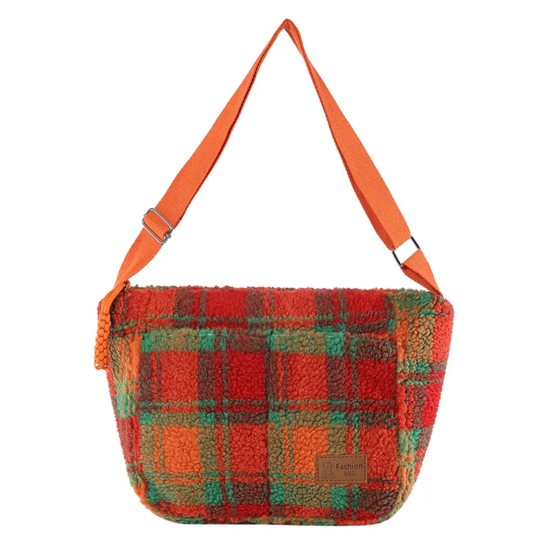 Woolen Cloth Shoulder Bag NEW Korean Style Purses Handbags Plaid Large Capacity Fashion Casual Popular Design Trend All-match