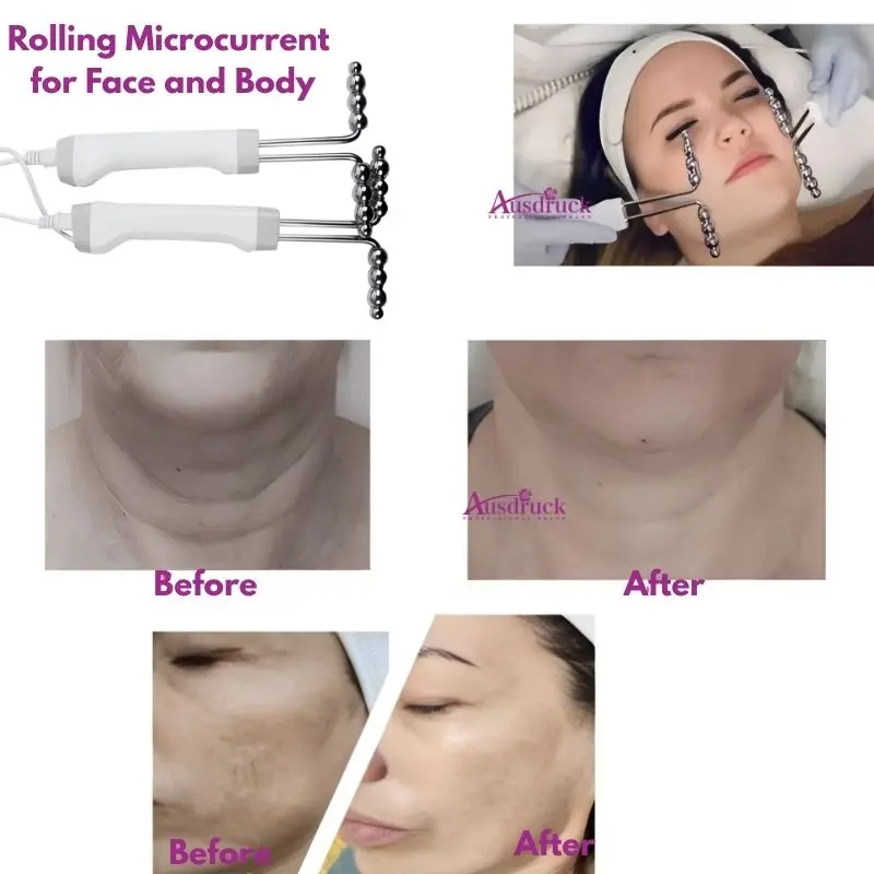 جهاز شد الجلد المضاد للشيخوخة Ausdruck8201 مع الموجات فوق الصوتية، مكركرنت حيوي، قفازات الرفع، مجموعة أدوات العين الاحترافية #6