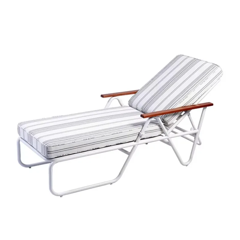 Portable Outdoor Aluminum Sun Bed Chaise r with Thick Cushion for Patio Seaside Beach Hotel Swimming Pool Living Room