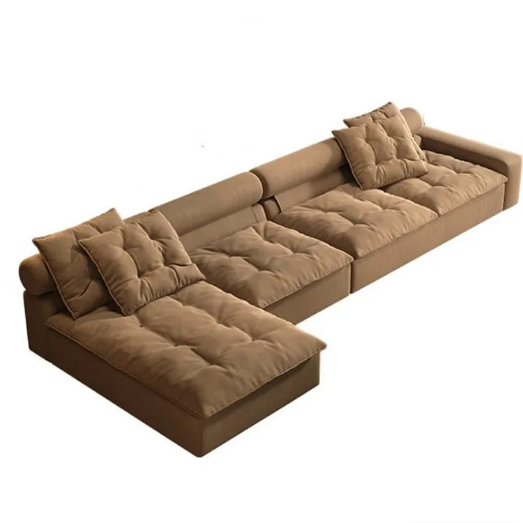 

Итальянский минимализм, матовая ткань в форме куба тофу, большой пуховый глубокий диван для сидения