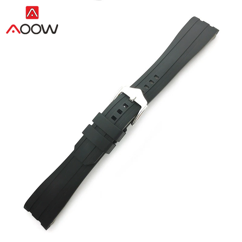 18/20/22mm Rubber Strap Curved End Stainless Steel Buckle Sport Waterproof Diving Men Quality Replacement Bracelet Watch Band