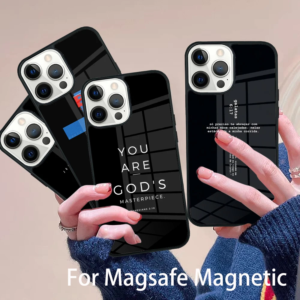 

Jesus Christ God bless you Phone Case Magesafe Magnetic Wireless Charge Cover For IPhone 16 11 12 13 14 15 Pro Max Plus Mini