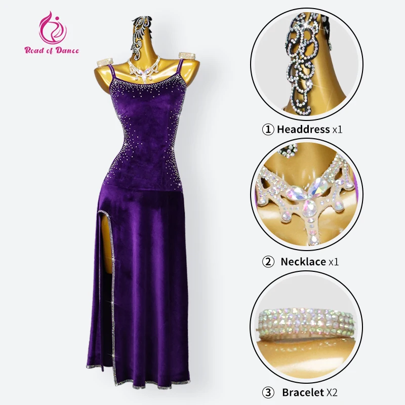 ชุดเต้นรำสตรี กระโปรงละติน ชุดเต้นบอลรูมมาตรฐาน ชุดยาวสำหรับเด็กผู้หญิง ชุดเต้นรำสำหรับงานปาร์ตี้ ชุดออกงาน ชุดซ้อมเต้น