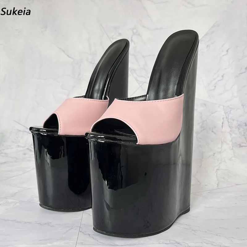 

Sukeia New Women Summer Platform Slingback Sandals Super High Wedges Heels Round Toe Pretty Pink Club Shoes Ladies US Size 5-15