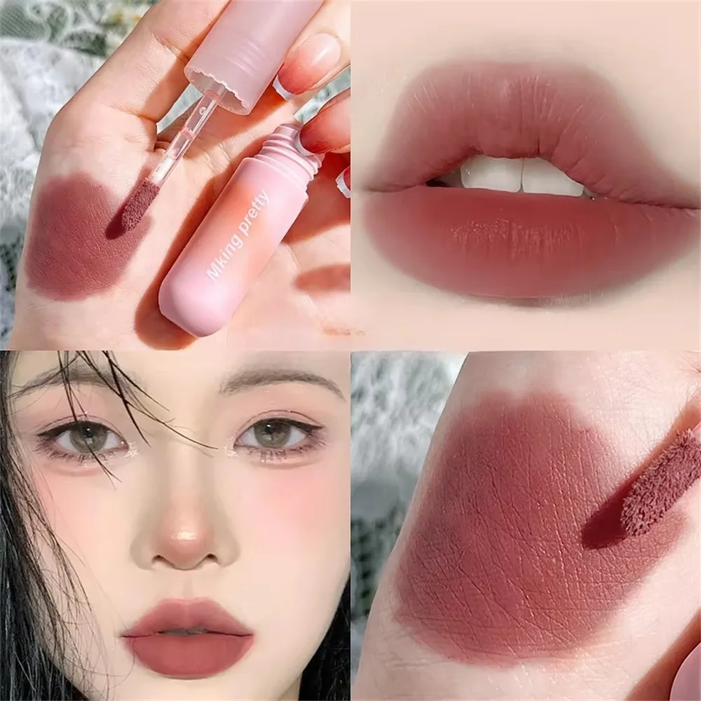 New Waterproof Lip Mud Lasting Non Stick Lip Gloss Strawberry Red Velvet Matte Lipstick Women