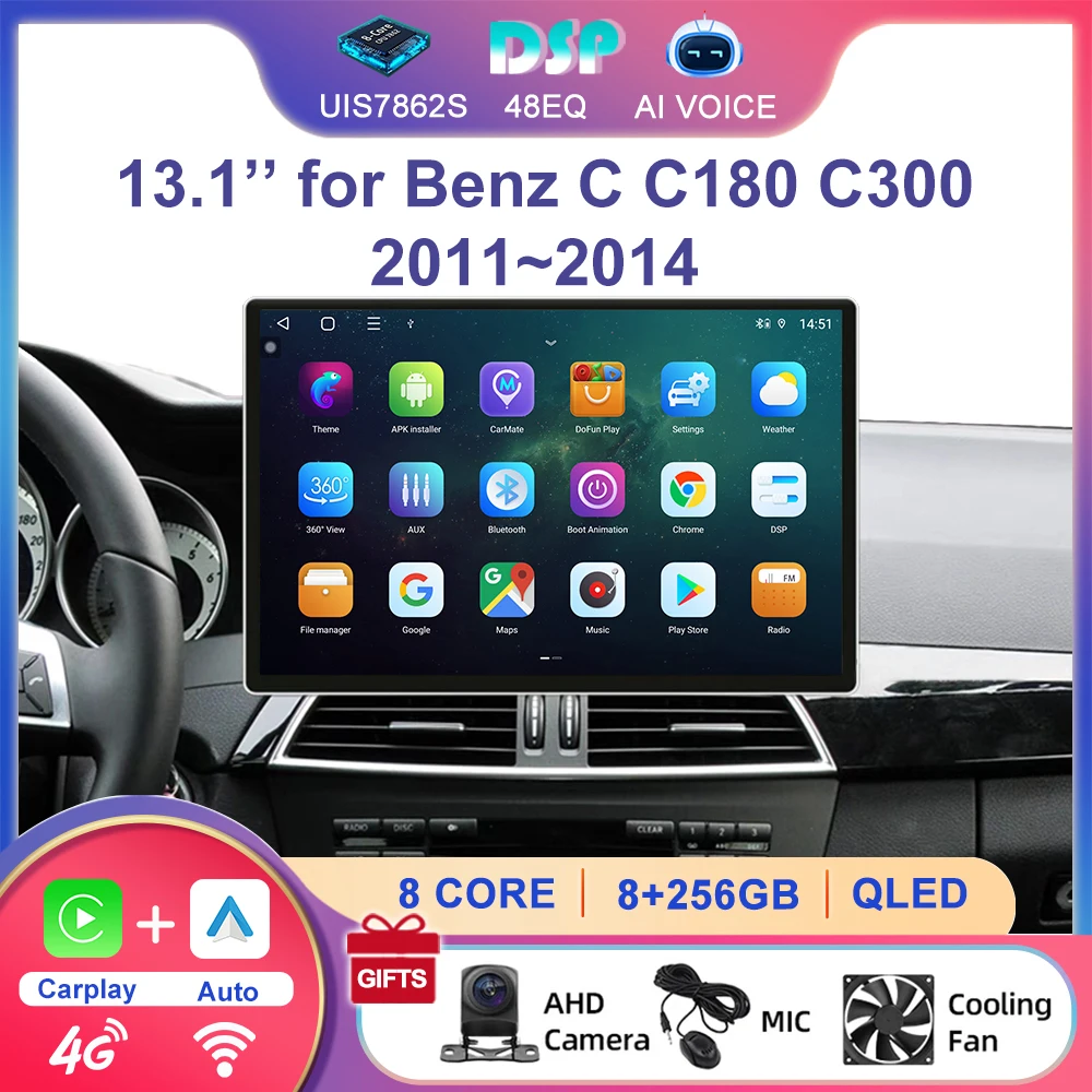 13.1 ''شاشة تعمل باللمس أندرويد 1920*1200 2K راديو السيارة 6 + 128GG 8 + 256Gb اللاسلكية Carplay الوسائط المتعددة لبنز C C180 C300 2011 ~ 2014 #1