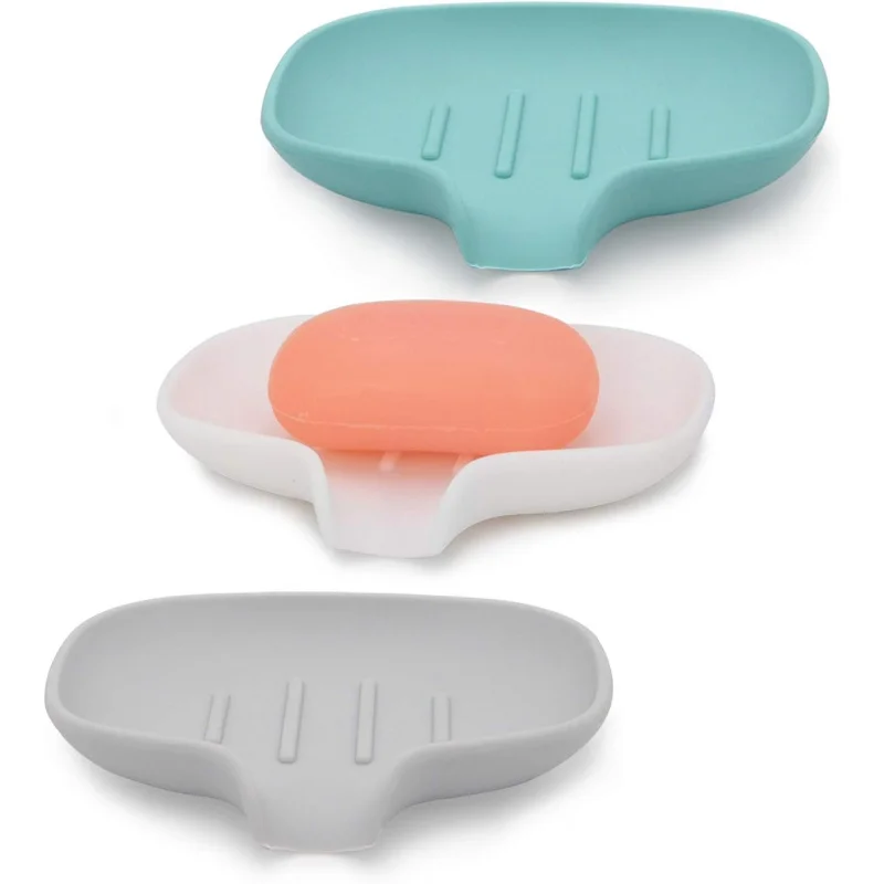 

3 Pack Soap Dish with Drain, Bar Soap Holder for Shower/Bathroom, Self Draining Waterfall Soap Tray/Saver for Kitchen