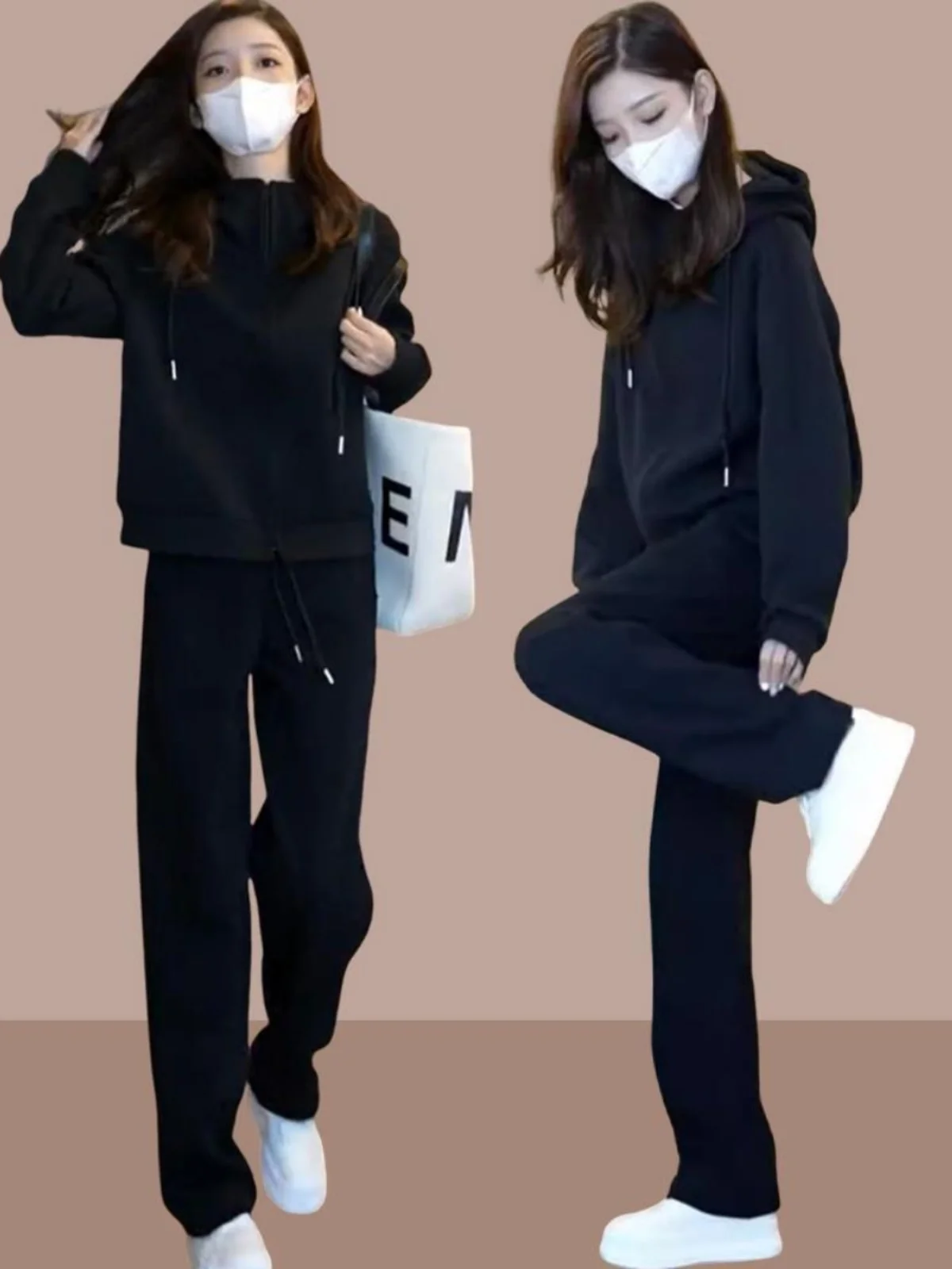 

Fashionable Casual Sportswear Set Women's Spring Autumn plus Size Slimming High End European Hoodie Two Piece Set