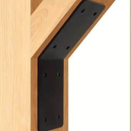 4Pack 5x5x3 Inch Iron L Brackets, 45 Degree Angle Support For Inside Mount, Flat Head Corner Bracket For Shelving & Furniture