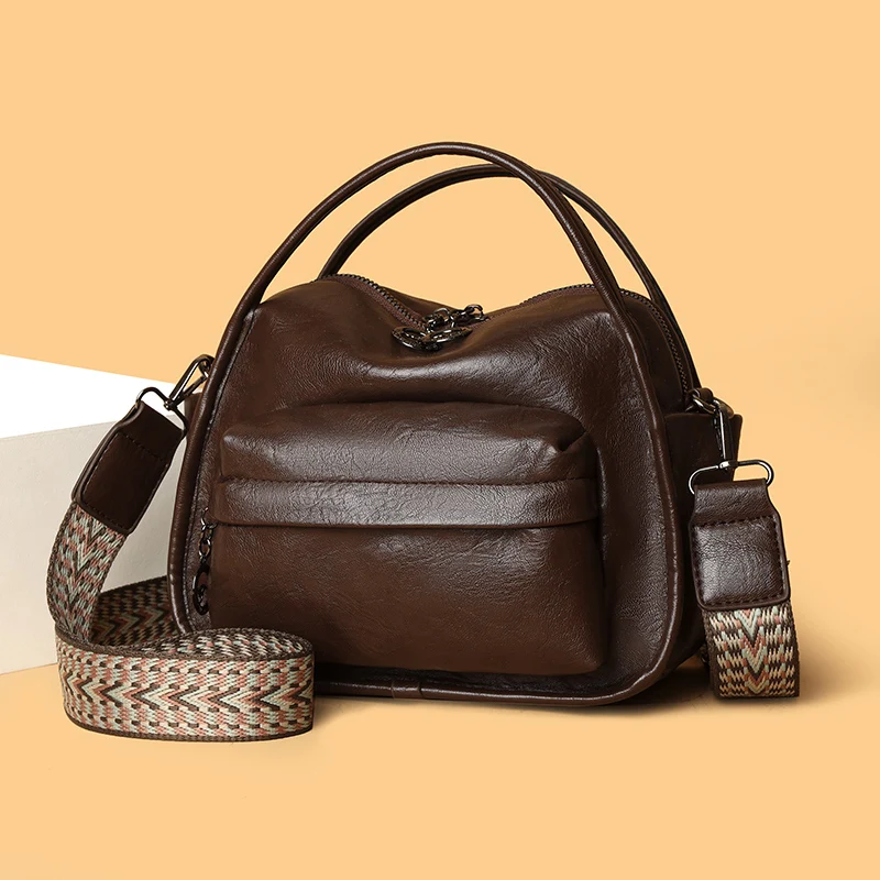 2026 New Women's Simple Solid Color Handbag High Quality Soft Leather Women Shoulder Bag Luxury Multi Pocket Girl's Bag Wallet