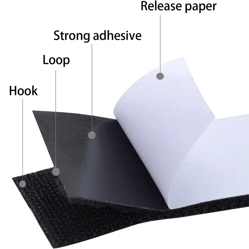 Picture 3: 5Pairs Self Adhesive Square Hook and Loop Strips Double Sided Mounting Tape Strong Sticky Back Fasteners Tape for Home 16-50mm