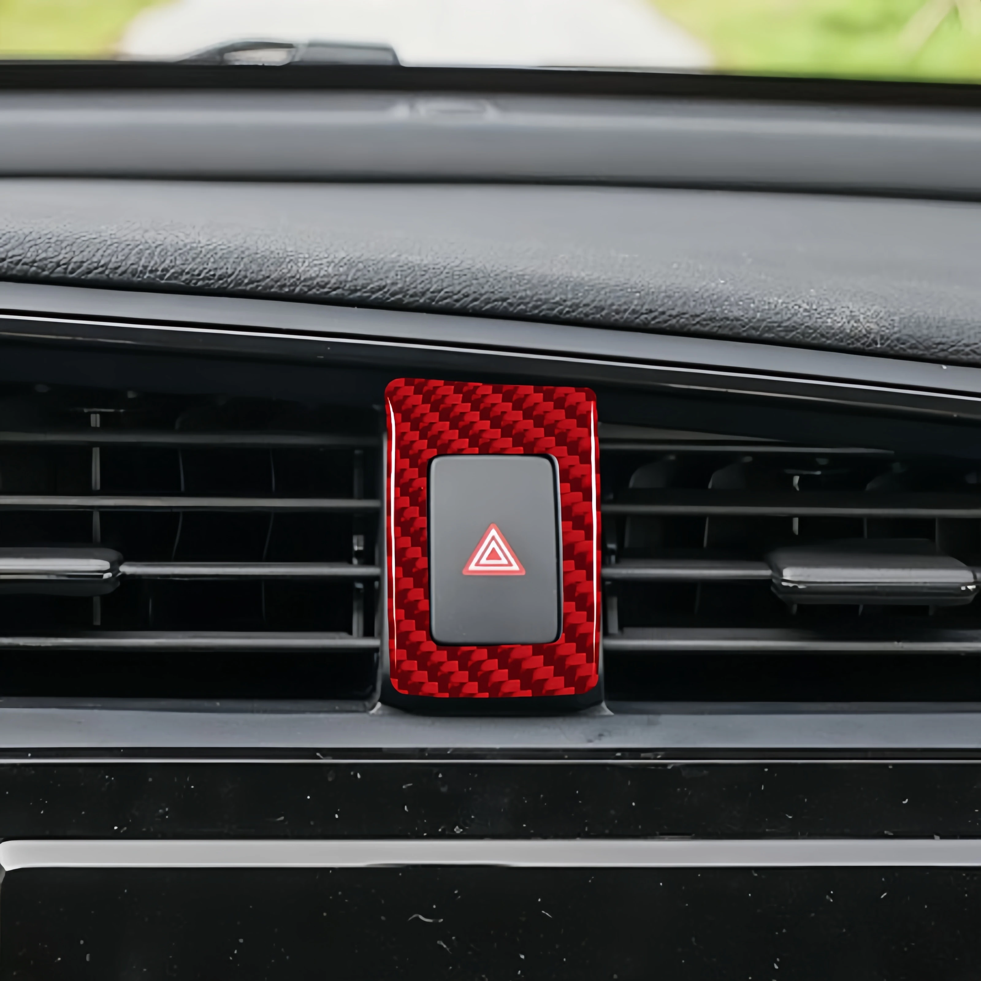 For Honda Civic 10th Gen 2016-2019 Carbon Fiber Car Double Flash Frame Decor Cover Warning Light Switch Trim Sticker Accessories view 3