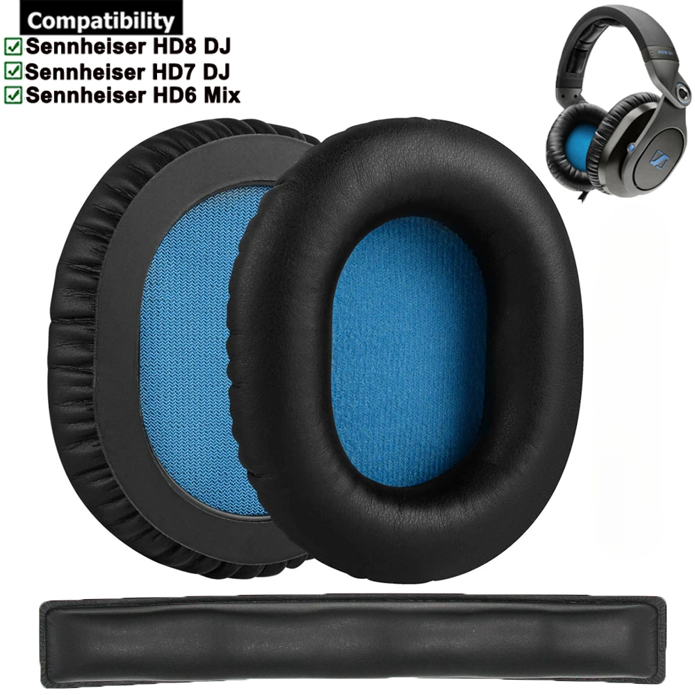 Cuscinetti per le orecchie in pelle proteica di ricambio cuscinetti per cuscini cuscinetti per le orecchie parti di riparazione della fascia per Sennheiser HD6 Mix HD7 HD8 cuffie per DJ