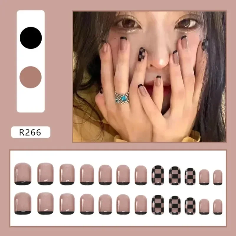 24Pcs French Coffin False Nails Simple Wearable Fake Nails Full Cover Press on Nail Tips Art Uñas Postizas Накладные Ногти 네일팁